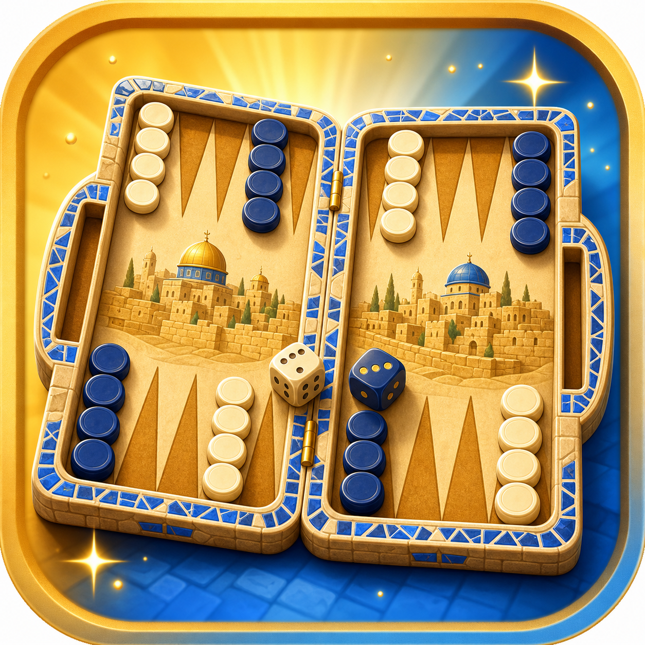 Cartoon Jerusalem Backgammon board